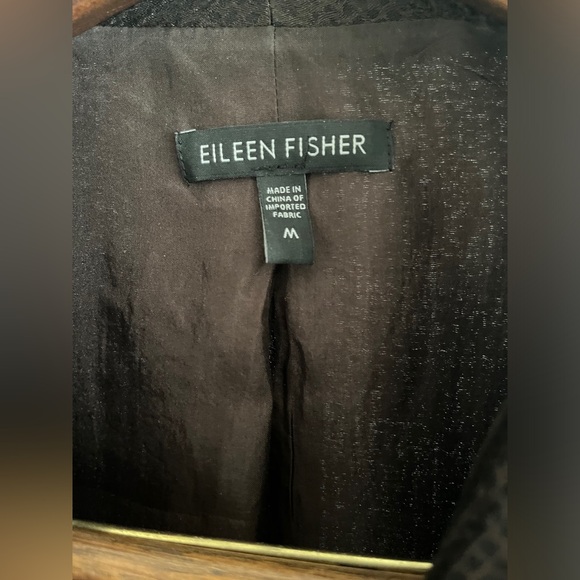 Eileen Fisher Women Silk Jacket Blazer Coat Brown Textured Silk Lined $299 Med - Picture 9 of 12